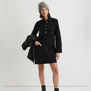 Madewell Denim Popover Mini Shirtdress Black Size Small NWT